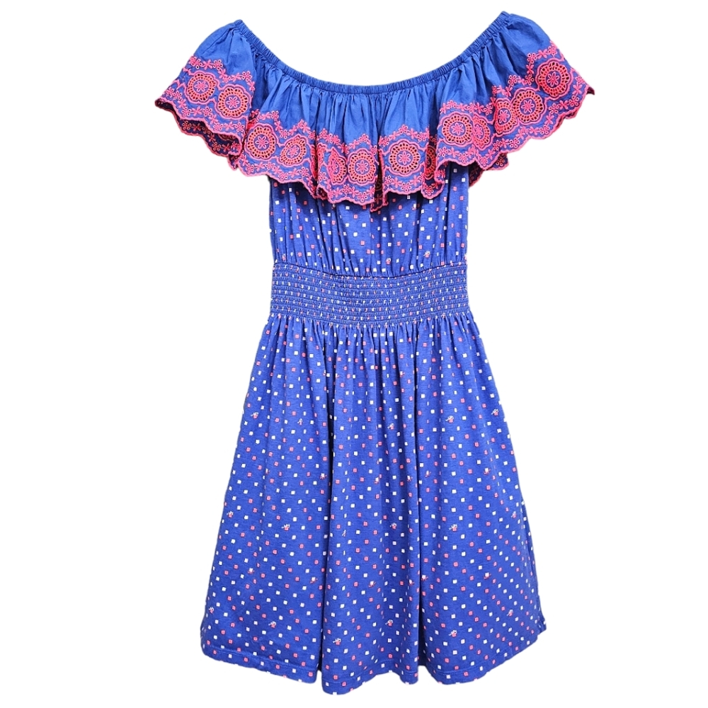 Nwot Lilly Pulitzer Kalama Off the Shoulder Blue Borealis Squared Dress - Picture 3 of 16